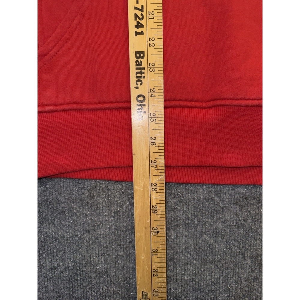 Adidas Hoodie Men's Size Large Red Pullover Fleece Logo Sweatshirt - Picture 10 of 11